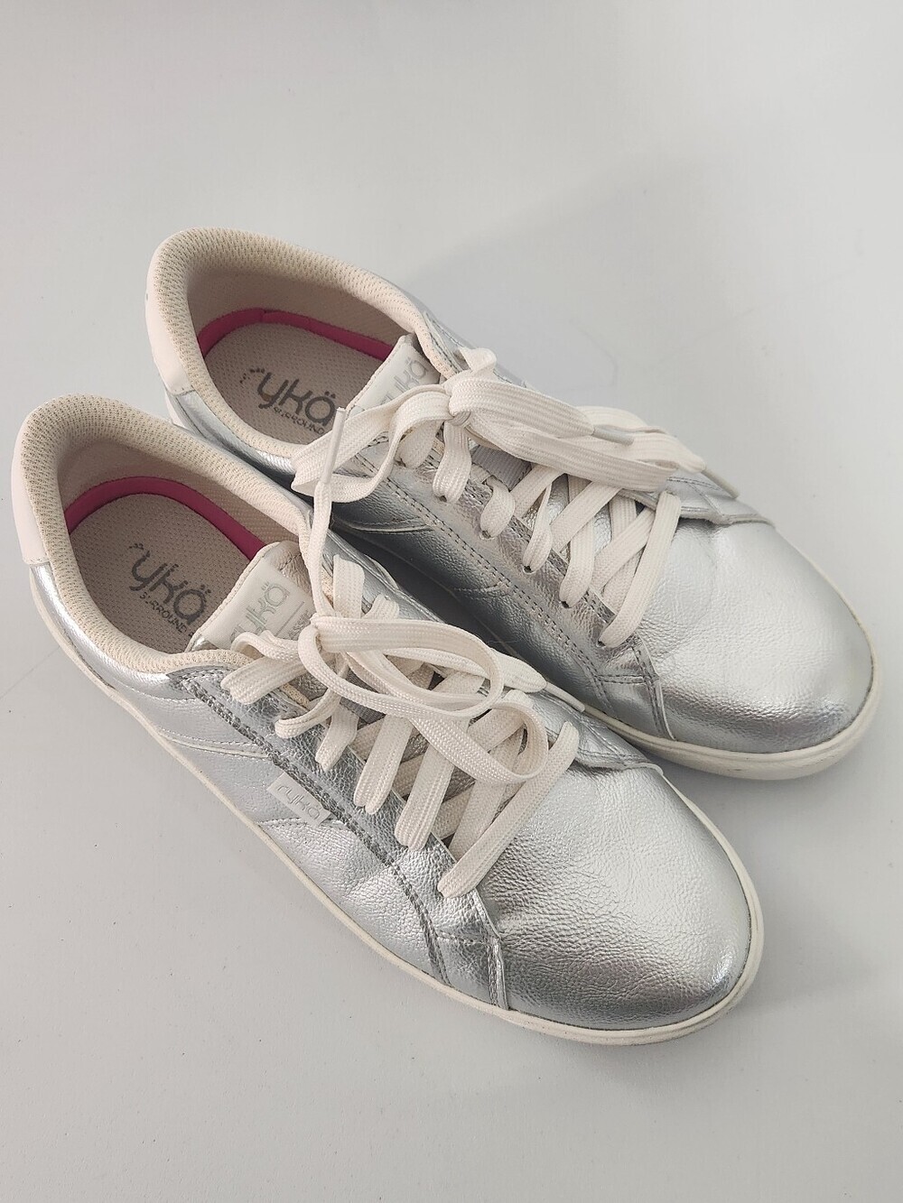 Ryka Classic Metallic Silver Lace-Up Women's Sneakers, Size 10M